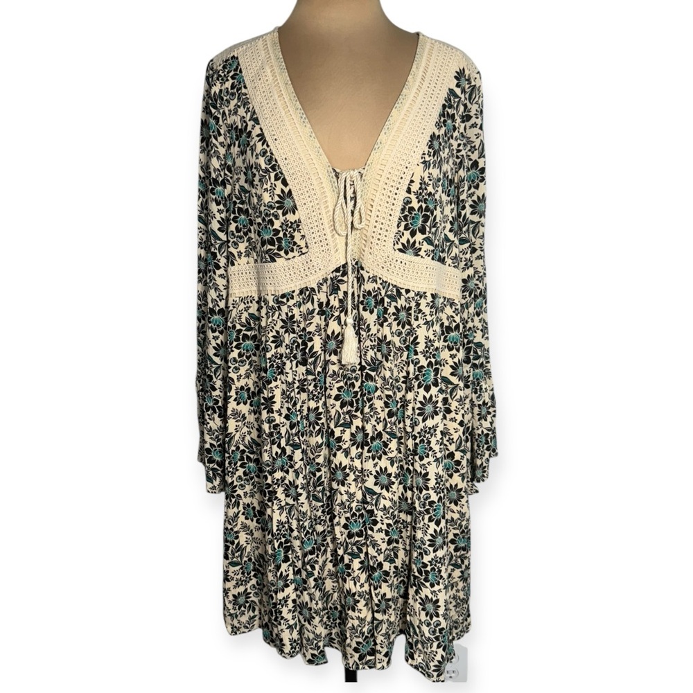 Torrid plus size boho floral Mini dress Gauze Lace-Up Skater Dress Size 2X